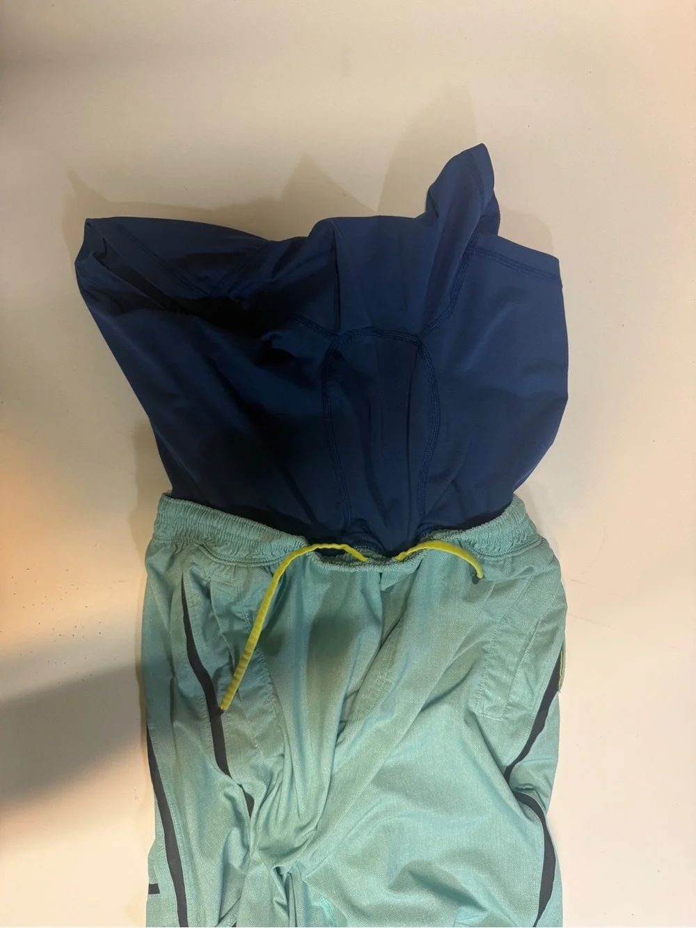 lululemon athletica Teal Athletic Shorts with Yellow Drawcord
